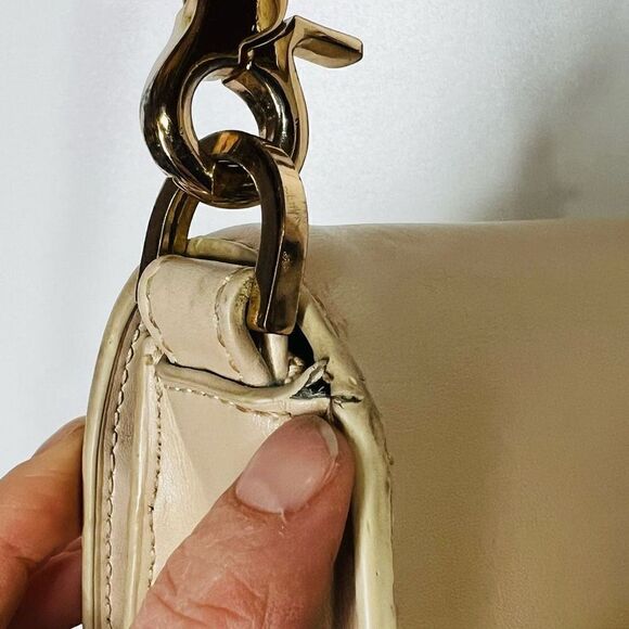 Spartina 449 Nude Cream Leather Shoulder Bag Purse - Picture 8 of 16